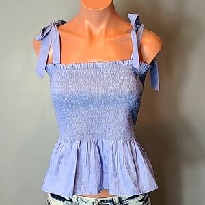 J. Crew Light Blue Smocked Tank Top